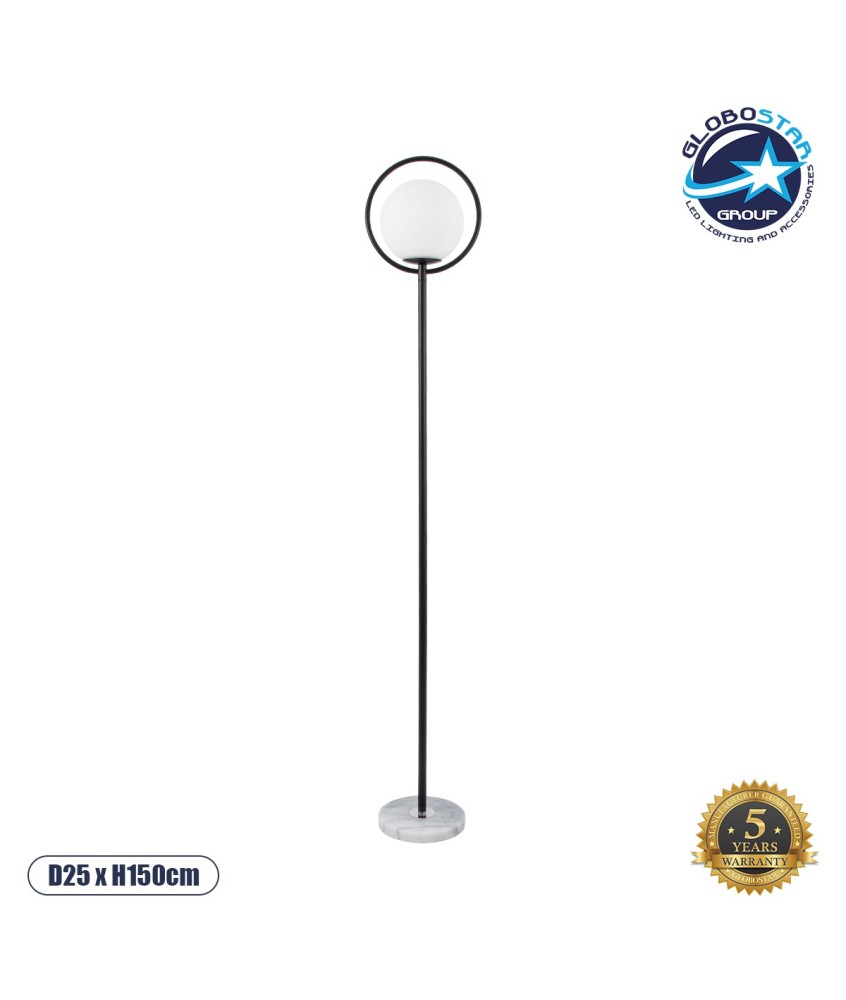 GLOBOSTAR® VERSAILLES 01540 Μοντέρνο Επιδαπέδιο Φωτιστικό με Ντουί 1 x E27 AC 220-240V IP20 - Μαύρο & Λευκό - Μ25 x Π25 x Υ150cm